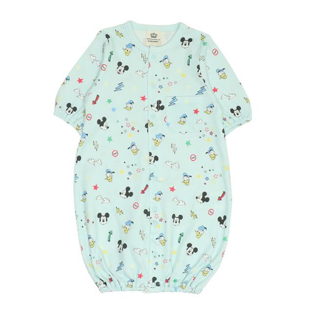 【ベビードール】ミッキー ドナルド 総柄2WAYオール 0637B / 50-70cm ベビーサイズ 赤ちゃん 出産祝い 贈り物 プレゼント ベビー服 つなぎ 長袖 ドレスオール カバーオール 綿100％