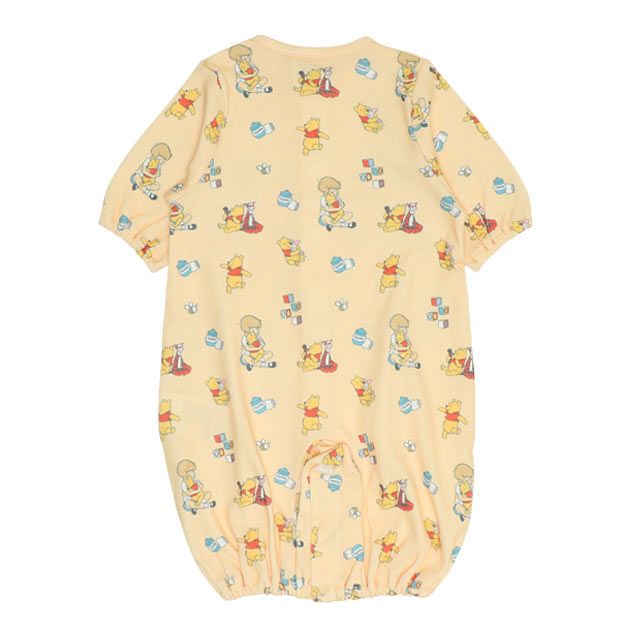 【ベビードール】プー 総柄2WAYオール 0637B / 50-70cm ベビーサイズ 赤ちゃん 出産祝い 贈り物 プレゼント ベビー服 つなぎ 長袖 ドレスオール カバーオール 綿100％