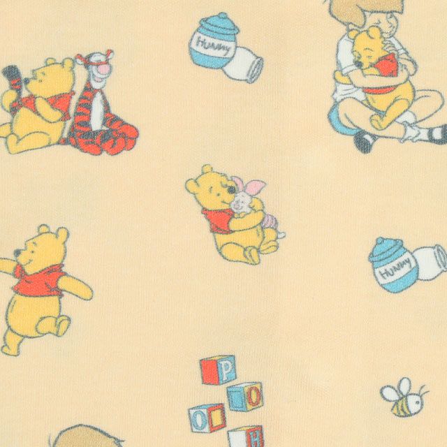 【ベビードール】プー 総柄2WAYオール 0637B / 50-70cm ベビーサイズ 赤ちゃん 出産祝い 贈り物 プレゼント ベビー服 つなぎ 長袖 ドレスオール カバーオール 綿100％