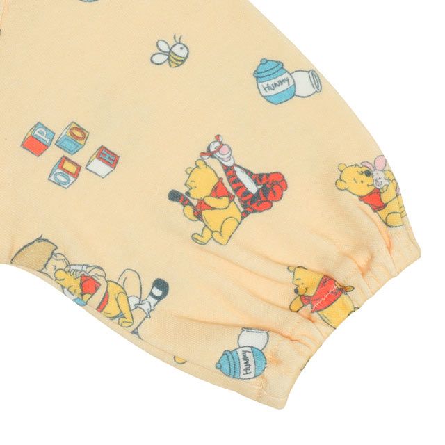 【ベビードール】プー 総柄2WAYオール 0637B / 50-70cm ベビーサイズ 赤ちゃん 出産祝い 贈り物 プレゼント ベビー服 つなぎ 長袖 ドレスオール カバーオール 綿100％