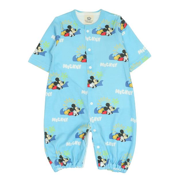 【ベビードール】ミッキー 肌着ドッキング2WAYオール 0714B / 50-70cm ベビーサイズ 赤ちゃん 出産祝い 贈り物 プレゼント ベビー服 つなぎ ドレスオール カバーオール 時短 楽ちん 綿100％