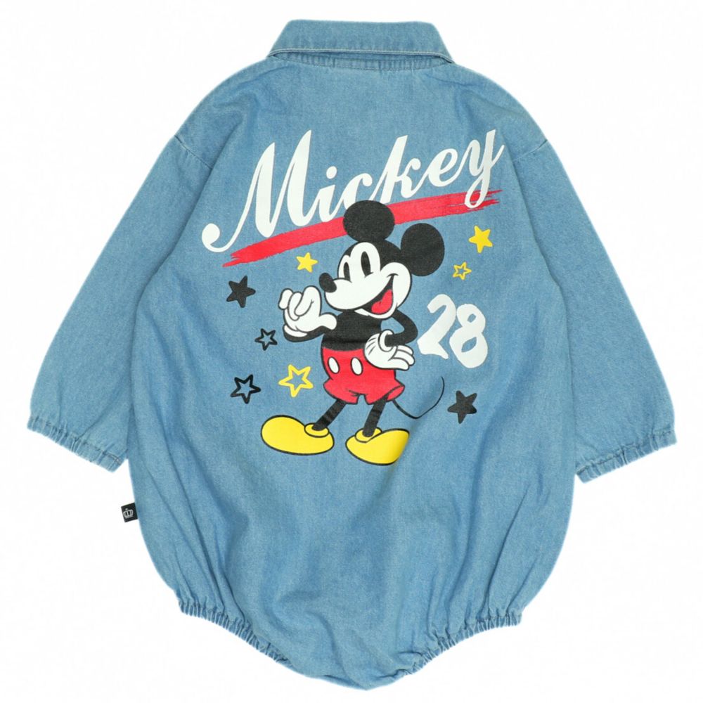 【ベビードール】ミッキー デニムシャツぽってりロンパース 0769B / 70-80cm ベビーサイズ 赤ちゃん 出産祝い 贈り物 プレゼント ベビー服 長袖 シャツ デニム 綿100％