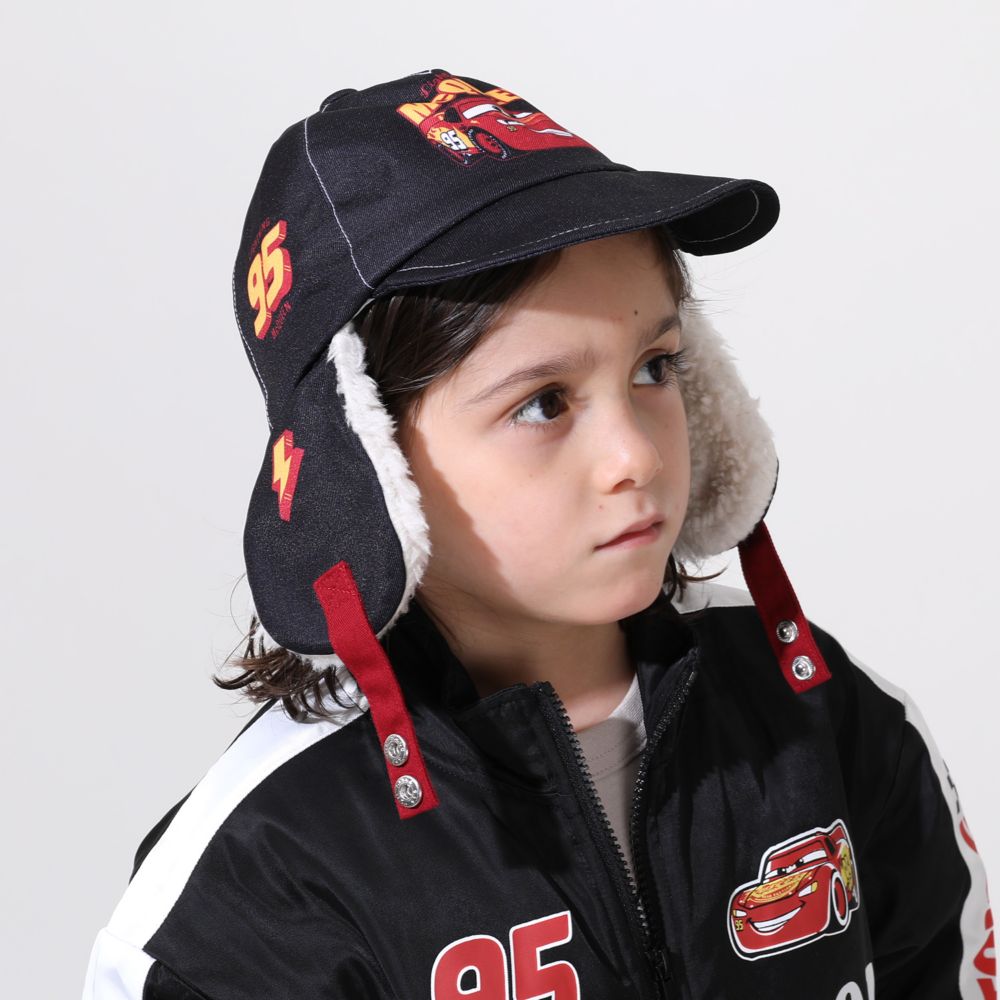 【ベビードール】カーズ フライトキャップ 0810 / 頭回り52-54cm キッズ ぼうし 帽子 キャップ サイズ調節可能（バックル） ふわふわ もこもこ ボア 耳あて付き 防寒