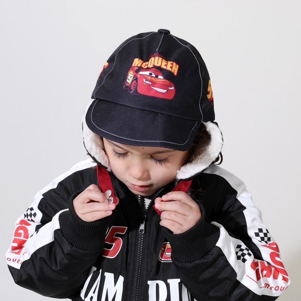【ベビードール】カーズ フライトキャップ 0810 / 頭回り52-54cm キッズ ぼうし 帽子 キャップ サイズ調節可能（バックル） ふわふわ もこもこ ボア 耳あて付き 防寒