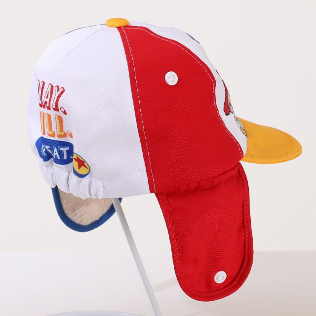 【ベビードール】トイ・ストーリー フライトキャップ 0825 / 頭回り52-54cm キッズ ぼうし 帽子 キャップ サイズ調節可能（ゴム入り） ふわふわ ボア 防寒