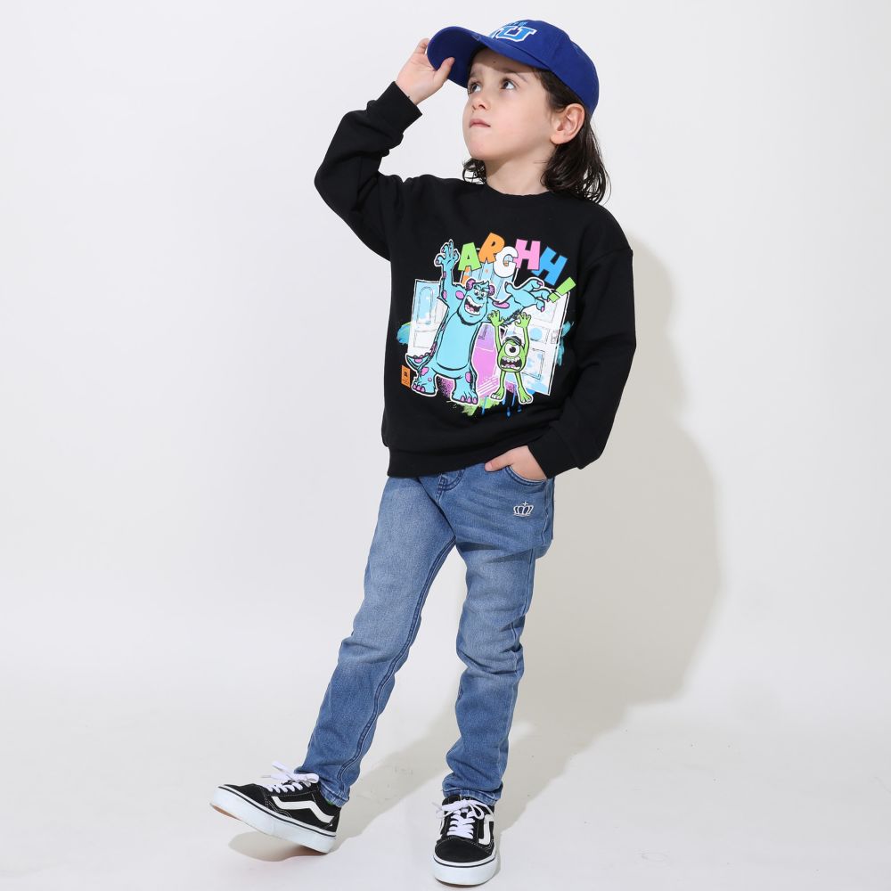 【ベビードール】モンスターズ・ユニバーシティ 刺繍ワッペンキャップ 0900 / 頭回り52-54cm キッズ ぼうし 帽子 サイズ調節可能（バックル） ダメージ加工 日よけ 熱中症対策 UV対策