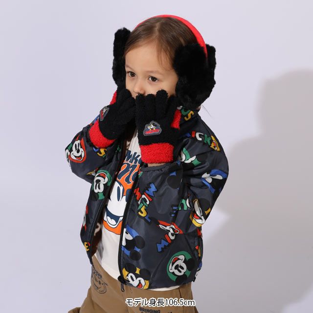 【ベビードール】ミッキー エコファーイヤマフ 1011 / キッズ イヤーマフ 耳当て イヤーウォーマー 雑貨 立体モチーフ 防寒 ふわふわ バンド長さ調整可