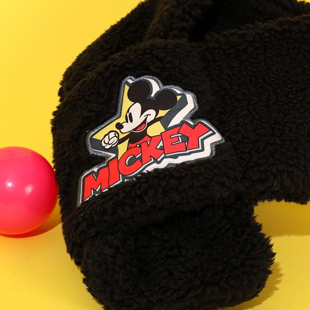 【ベビードール】ミッキー ワッペンマフラー 1019 / キッズ マフラー 襟巻き ボア素材 ふわふわ もこもこ あったか 防寒 雑貨 小物