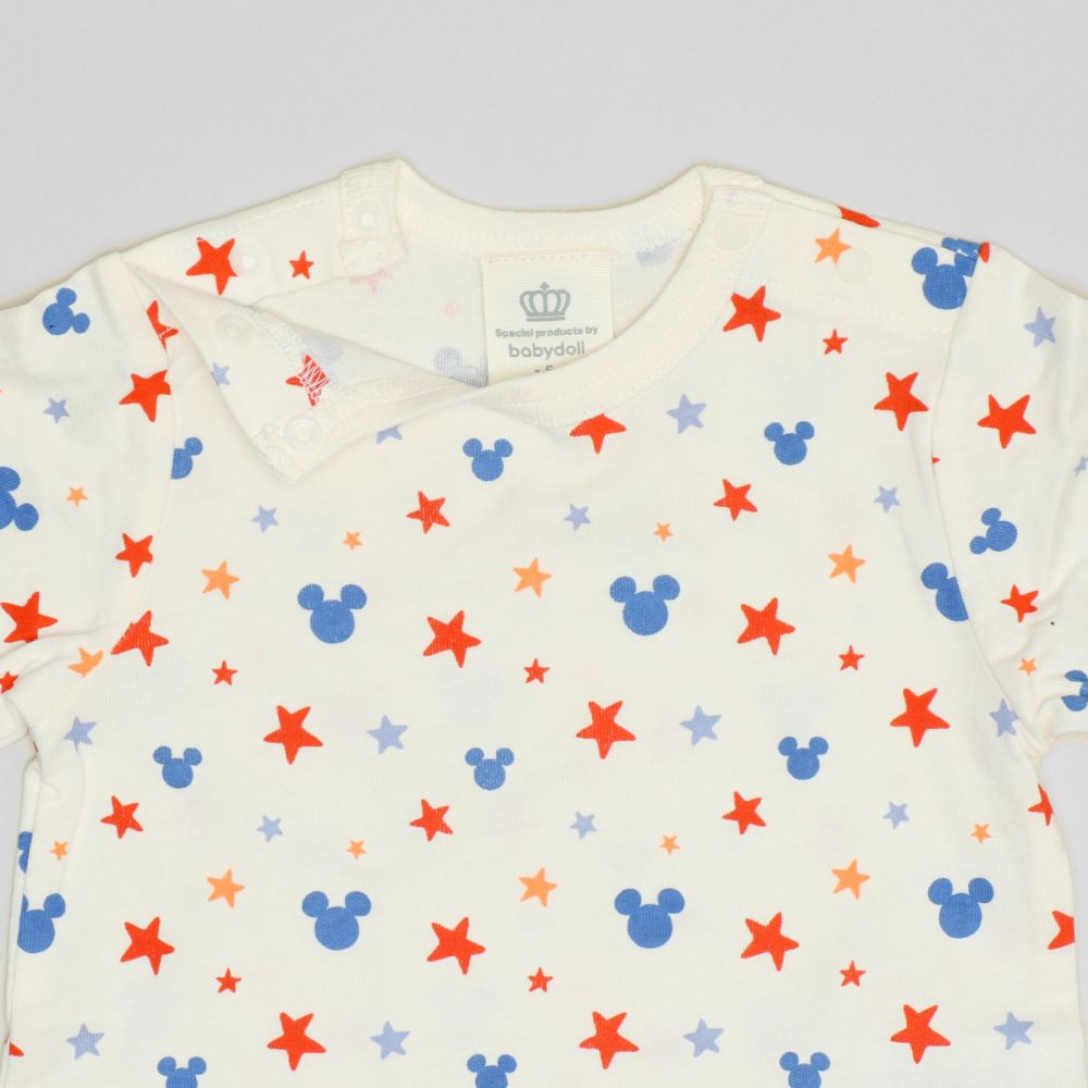 【ベビードール】ミッキー キルティングロンパース2点セット 1147B / 70-80cm ベビーサイズ 長袖 つなぎ ボディースーツ サロペット オーバーオール キルト セット商品 コーデセット リンクコーデ ペアルック 兄弟姉妹おそろい 赤ちゃん 出産祝い 贈り物 プレゼント ベビー服