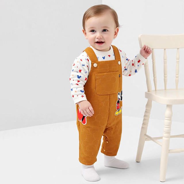 【ベビードール】ミッキー キルティングロンパース2点セット 1147B / 70-80cm ベビーサイズ 長袖 つなぎ ボディースーツ サロペット オーバーオール キルト セット商品 コーデセット リンクコーデ ペアルック 兄弟姉妹おそろい 赤ちゃん 出産祝い 贈り物 プレゼント ベビー服