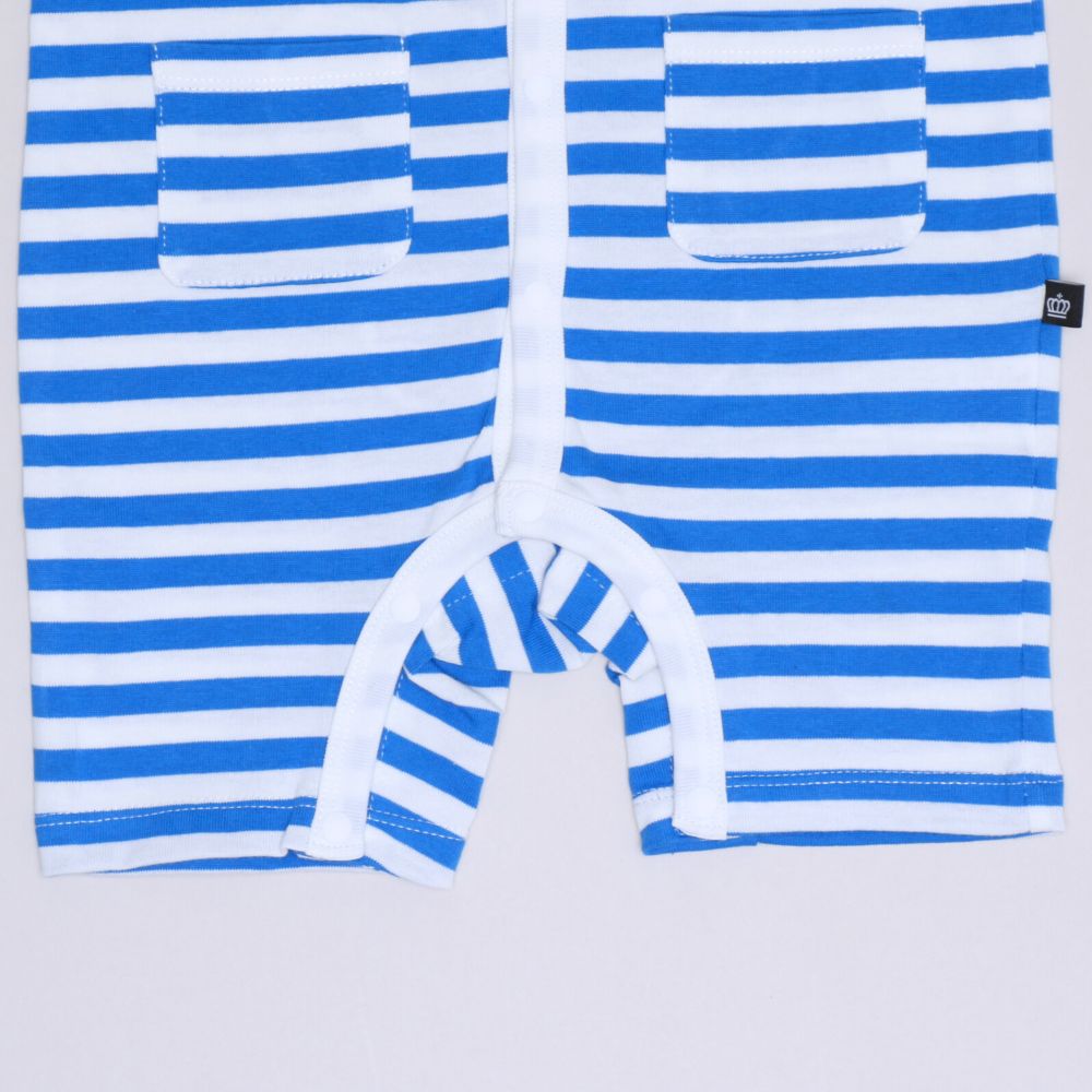 【ベビードール】ミッキー おしりキャラクターロンパース 1208B / 70-80cm ベビーサイズ 赤ちゃん 出産祝い 贈り物 プレゼント ベビー服 半袖 ボーダー柄 アップリケ 天竺素材