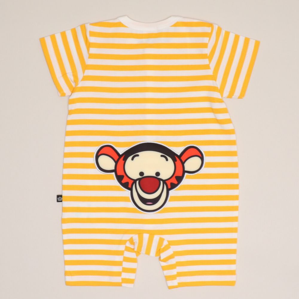 【ベビードール】ティガー おしりキャラクターロンパース 1208B / 70-80cm ベビーサイズ 赤ちゃん 出産祝い 贈り物 プレゼント ベビー服 半袖 ボーダー柄 アップリケ 天竺素材