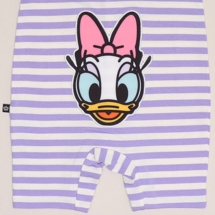 【ベビードール】デイジー おしりキャラクターロンパース 1208B / 70-80cm ベビーサイズ 赤ちゃん 出産祝い 贈り物 プレゼント ベビー服 半袖 ボーダー柄 アップリケ 天竺素材