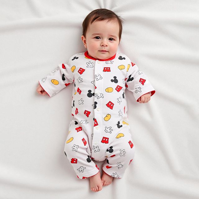 【ベビードール】ミニー 肌着付き2WAYオール 1210B / 50-70cm ベビーサイズ 赤ちゃん 出産祝い 贈り物 プレゼント ベビー服 ベビー肌着 つなぎ ドレスオール カバーオール 時短 楽ちん 綿100％