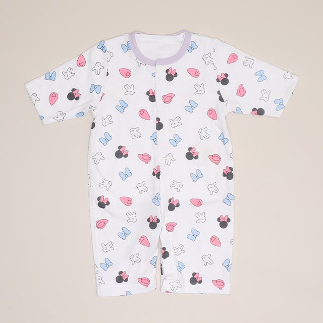 【ベビードール】ミニー 肌着付き2WAYオール 1210B / 50-70cm ベビーサイズ 赤ちゃん 出産祝い 贈り物 プレゼント ベビー服 ベビー肌着 つなぎ ドレスオール カバーオール 時短 楽ちん 綿100％