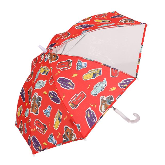【ベビードール】カーズ キャラクター 傘 1213 (ワンタッチジャンプ式) / 全長50cm キッズ 雑貨 子ども傘 雨具 レイングッズ 羽織り 撥水 透明窓付き ジャンプ傘 雨の日