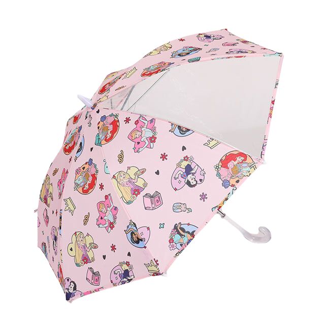 【ベビードール】プリンセス キャラクター 傘 1213 (ワンタッチジャンプ式) / 全長50cm キッズ 雑貨 子ども傘 雨具 レイングッズ 羽織り 撥水 透明窓付き ジャンプ傘 雨の日