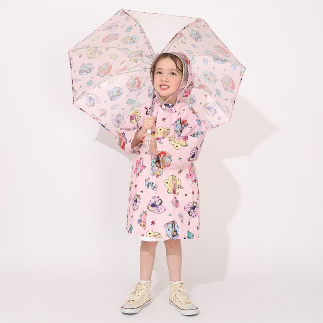 【ベビードール】プリンセス キャラクター 傘 1213 (ワンタッチジャンプ式) / 全長50cm キッズ 雑貨 子ども傘 雨具 レイングッズ 羽織り 撥水 透明窓付き ジャンプ傘 雨の日