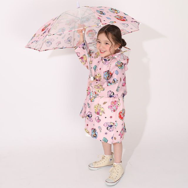【ベビードール】プリンセス キャラクター 傘 1213 (ワンタッチジャンプ式) / 全長50cm キッズ 雑貨 子ども傘 雨具 レイングッズ 羽織り 撥水 透明窓付き ジャンプ傘 雨の日