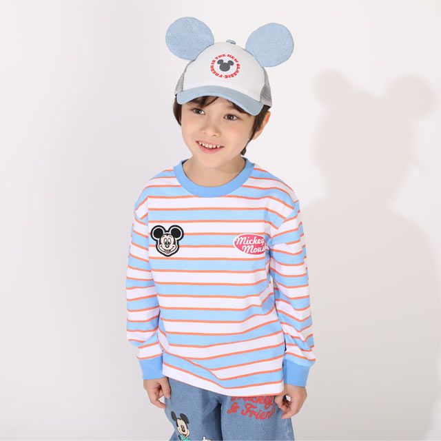 【ベビードール】ミッキー デニム耳付きキャップ 1254 / 頭回り:52-54cm キッズ ぼうし 帽子 キャップ CAP ファッション小物 雑貨 日よけ メッシュ サイズ調整機能有り 耳付き 立体モチーフ