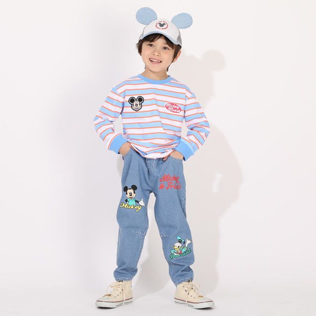 【ベビードール】ミッキー デニム耳付きキャップ 1254 / 頭回り:52-54cm キッズ ぼうし 帽子 キャップ CAP ファッション小物 雑貨 日よけ メッシュ サイズ調整機能有り 耳付き 立体モチーフ