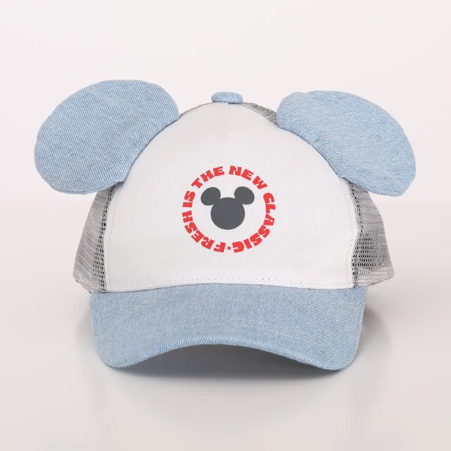 【ベビードール】ミッキー デニム耳付きキャップ 1254 / 頭回り:52-54cm キッズ ぼうし 帽子 キャップ CAP ファッション小物 雑貨 日よけ メッシュ サイズ調整機能有り 耳付き 立体モチーフ