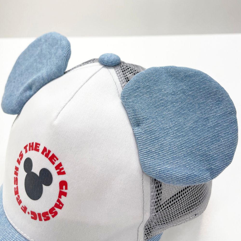 【ベビードール】ミッキー デニム耳付きキャップ 1254 / 頭回り:52-54cm キッズ ぼうし 帽子 キャップ CAP ファッション小物 雑貨 日よけ メッシュ サイズ調整機能有り 耳付き 立体モチーフ