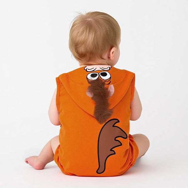 【ベビードール】ブルズアイ なりきるフード付きロンパース 1286B / 70-80cm ベビーサイズ 赤ちゃん 出産祝い 贈り物 プレゼント ベビー服 ノースリーブ 袖なし フード付き 立体モチーフ 仮装 コスチューム コスプレ