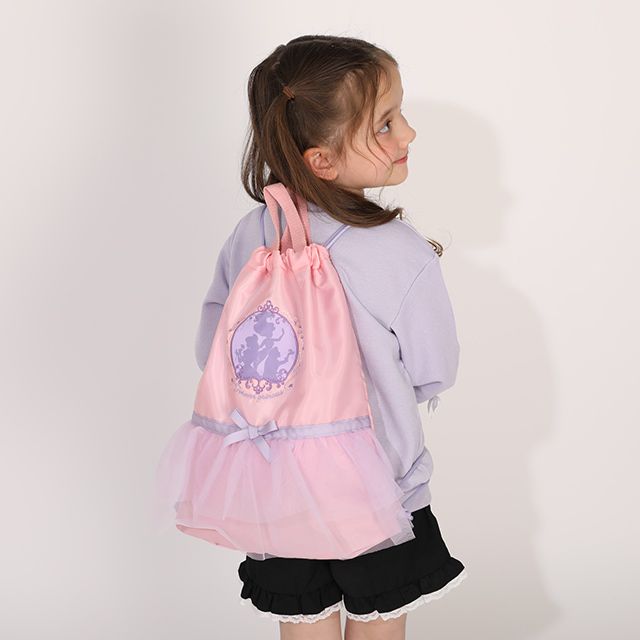 【ベビードール】ラプンツェル アリエル ベル プリンセス / フリルナップサック 1326 / キッズ 雑貨 バッグ 鞄 かばん 巾着 リュック ナイロンバッグ ガーリー フリル レース ハート