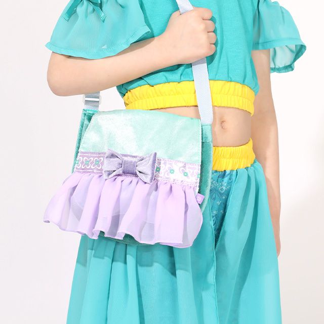 【ベビードール】ジャスミン なりきるポシェット 1475 / キッズ 雑貨 鞄 カバン かばん 小物入れ プリンセスグッズ お姫様 フリフリ リボン ガールズコーデ ガーリー ベロア 面ファスナー ショルダー紐 長さ調整可 立体モチーフ