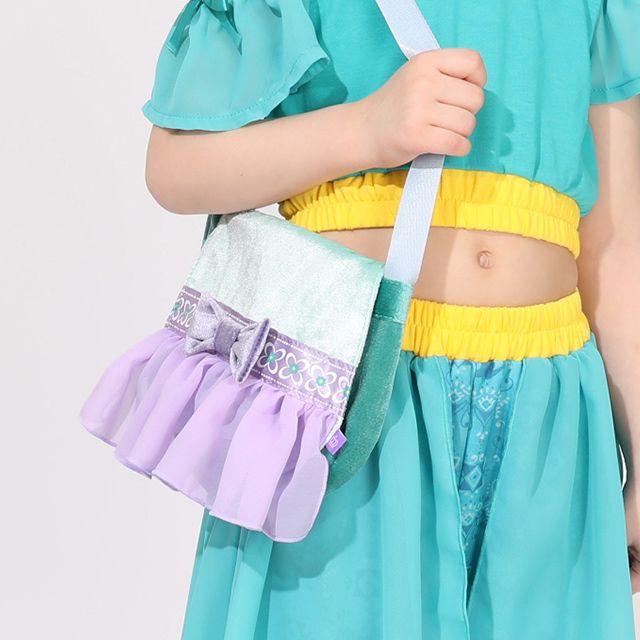 【ベビードール】ジャスミン なりきるポシェット 1475 / キッズ 雑貨 鞄 カバン かばん 小物入れ プリンセスグッズ お姫様 フリフリ リボン ガールズコーデ ガーリー ベロア 面ファスナー ショルダー紐 長さ調整可 立体モチーフ