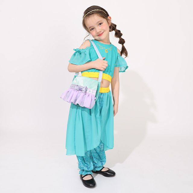 【ベビードール】ジャスミン なりきるポシェット 1475 / キッズ 雑貨 鞄 カバン かばん 小物入れ プリンセスグッズ お姫様 フリフリ リボン ガールズコーデ ガーリー ベロア 面ファスナー ショルダー紐 長さ調整可 立体モチーフ