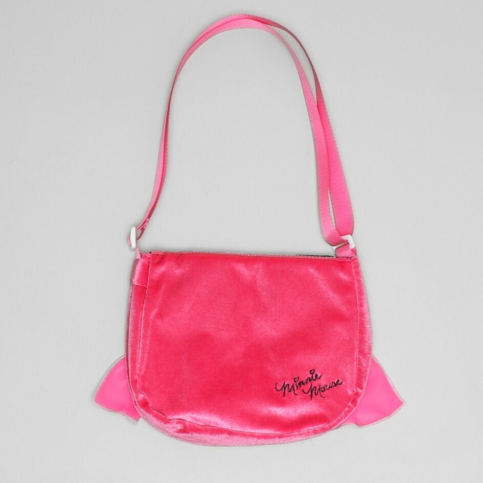 【ベビードール】ミニー なりきるポシェット 1475 / キッズ 雑貨 鞄 カバン かばん 小物入れ フリフリ リボン ガールズコーデ ガーリー ベロア 面ファスナー ショルダー紐 長さ調整可 立体モチーフ