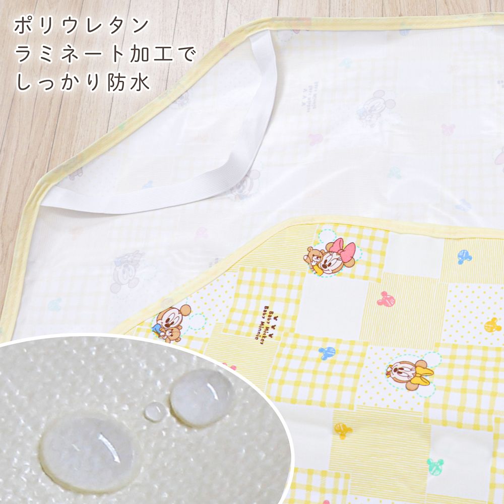 ベビーミッキー ベビーミニー 防水 コットカバー 60&times;130cm 裏面防水 ネームタグ付き NZ8105-R