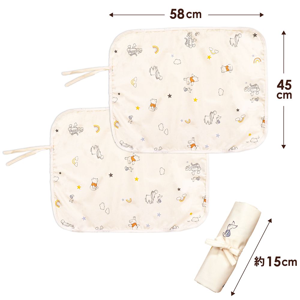 プー＆フレンズ おむつ替えシート 2枚セット 45&times;58cm 裏面防水 吸水加工 NZ3225-A