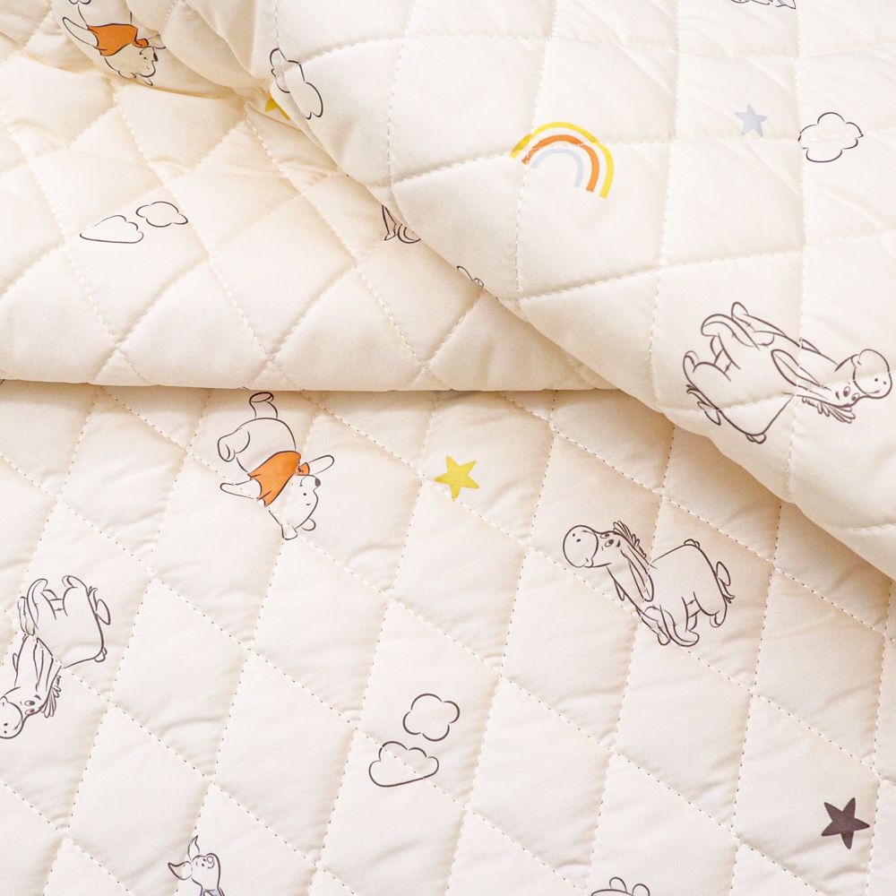 プー＆フレンズ コットカバー 60&times;130cm 裏面メッシュ キルト 吸水加工 ネームタグ付き NZ3225-G