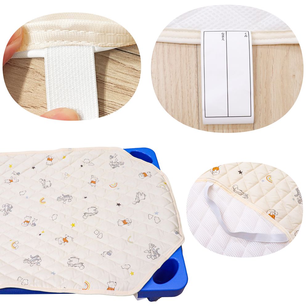 プー＆フレンズ コットカバー 60&times;130cm 裏面メッシュ キルト 吸水加工 ネームタグ付き NZ3225-G