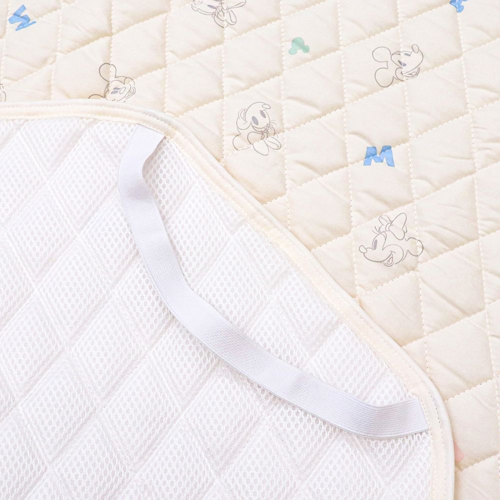 ミッキー＆ミニー コットカバー 60&times;130cm 裏面メッシュ キルト 吸水加工 ネームタグ付き NZ3226-G