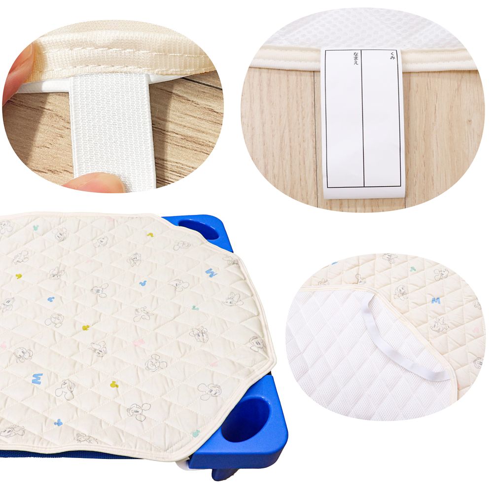 ミッキー＆ミニー コットカバー 60&times;130cm 裏面メッシュ キルト 吸水加工 ネームタグ付き NZ3226-G