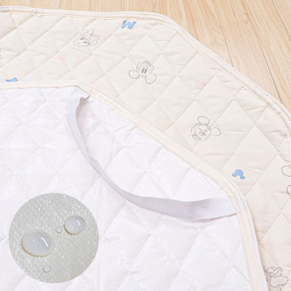 ミッキー＆ミニー コットカバー 60&times;130cm 裏面防水 キルト 吸水加工 ネームタグ付き NZ3226-K