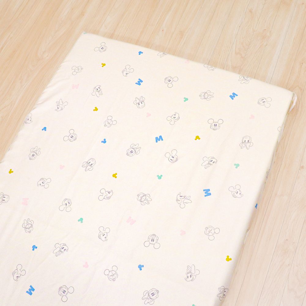 ミッキー＆ミニー 敷き布団カバー 90&times;130cm 吸水加工 ベビー布団カバー NZ3226-T2