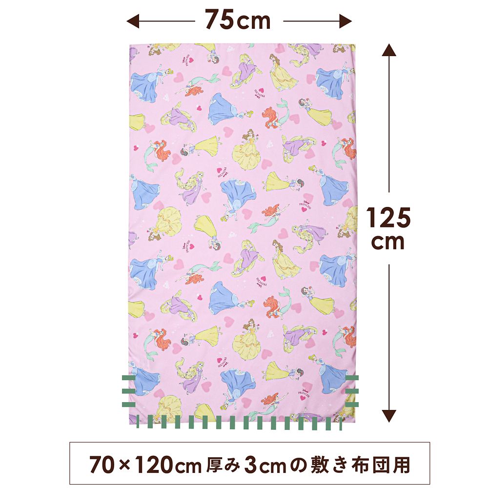 ディズニープリンセス お昼寝敷き布団カバー 75&times;125cm ラプンツェル アリエル シンデレラ ベル 白雪姫 ピーチスキン加工 お昼寝布団カバー NZ3026-T6