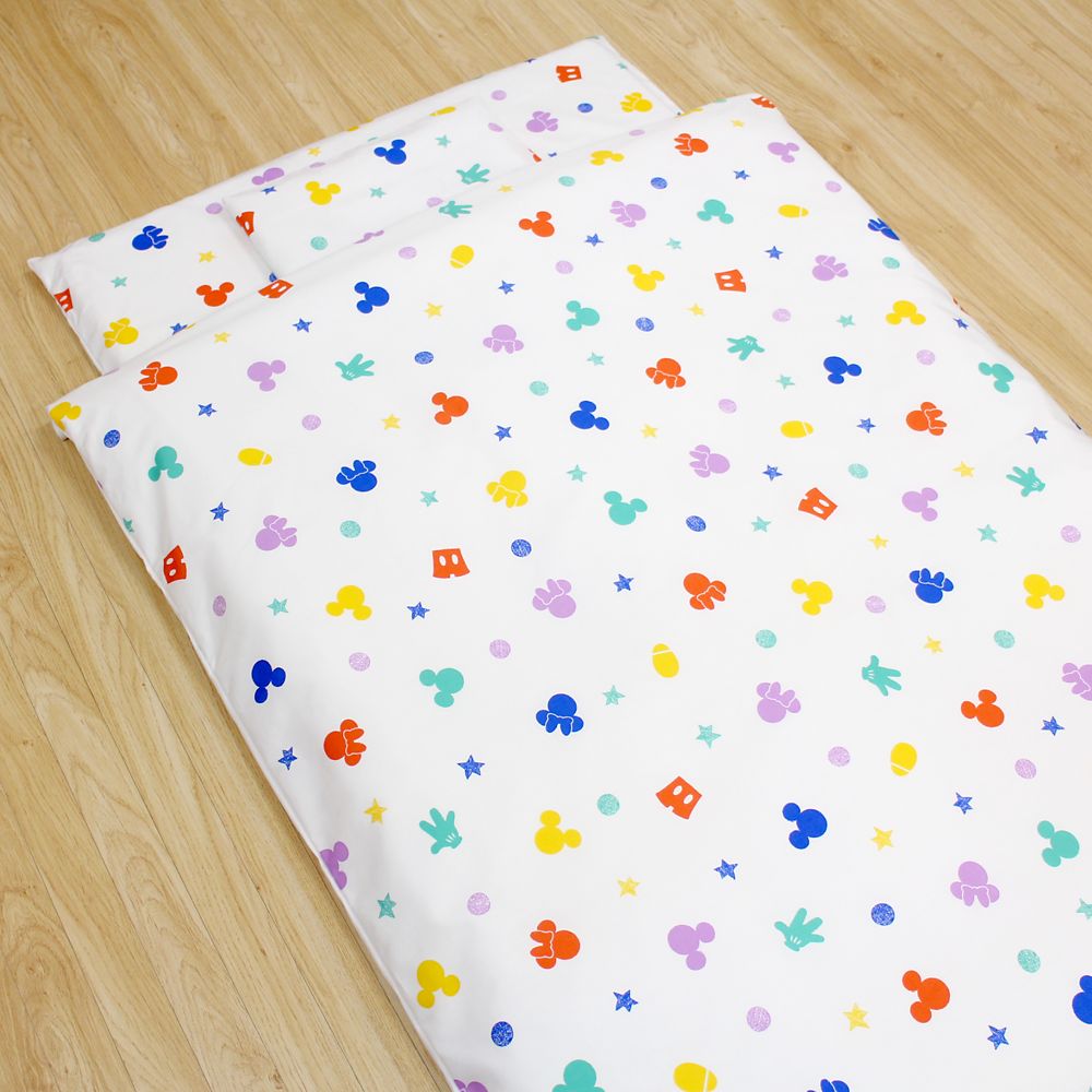 ミッキーアイコン お昼寝布団セット 8点 綿100％ 防水バッグ 撥水バッグ ネームタグ付き NZ1256