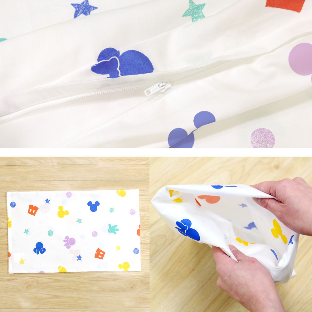 ミッキーアイコン お昼寝布団セット 8点 綿100％ 防水バッグ 撥水バッグ ネームタグ付き NZ1256