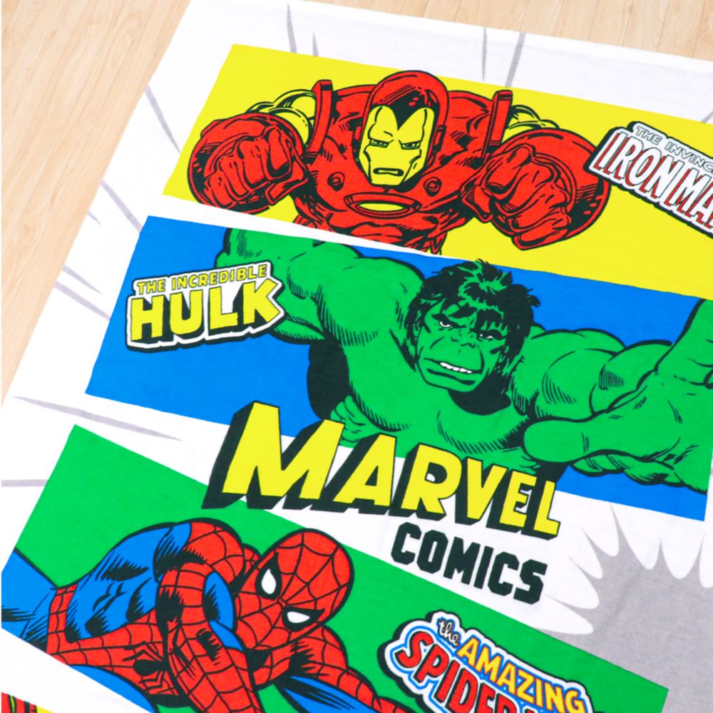 マーベル タオルケット 100&times;140cm アベンジャーズ スパイダーマン アイアンマン キャプテン・アメリカ ハルク 表ガーゼ 裏パイル 綿100% NM1410-AG