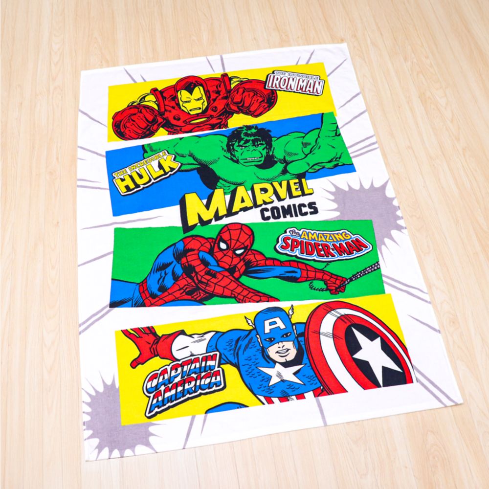マーベル タオルケット 100&times;140cm アベンジャーズ スパイダーマン アイアンマン キャプテン・アメリカ ハルク 表ガーゼ 裏パイル 綿100% NM1410-AG