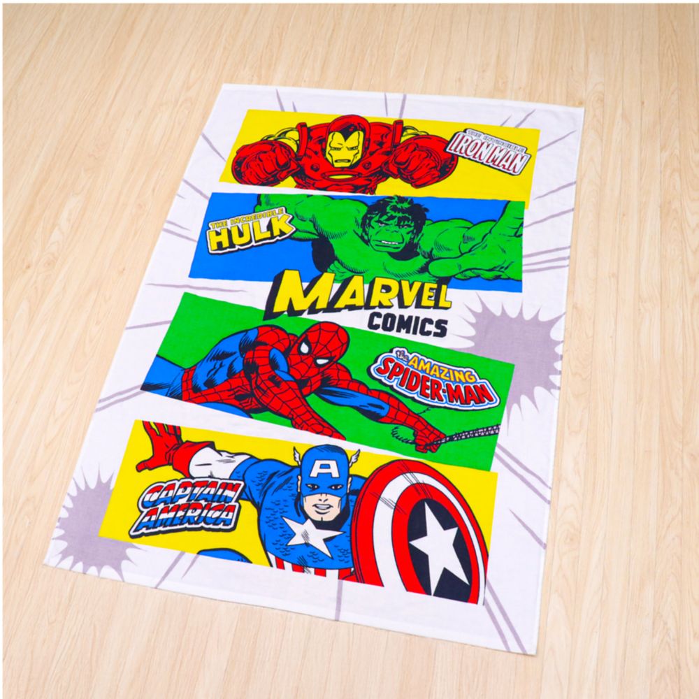 マーベル タオルケット 100&times;140cm アベンジャーズ スパイダーマン アイアンマン キャプテン・アメリカ ハルク 表ガーゼ 裏パイル 綿100% NM1410-AG