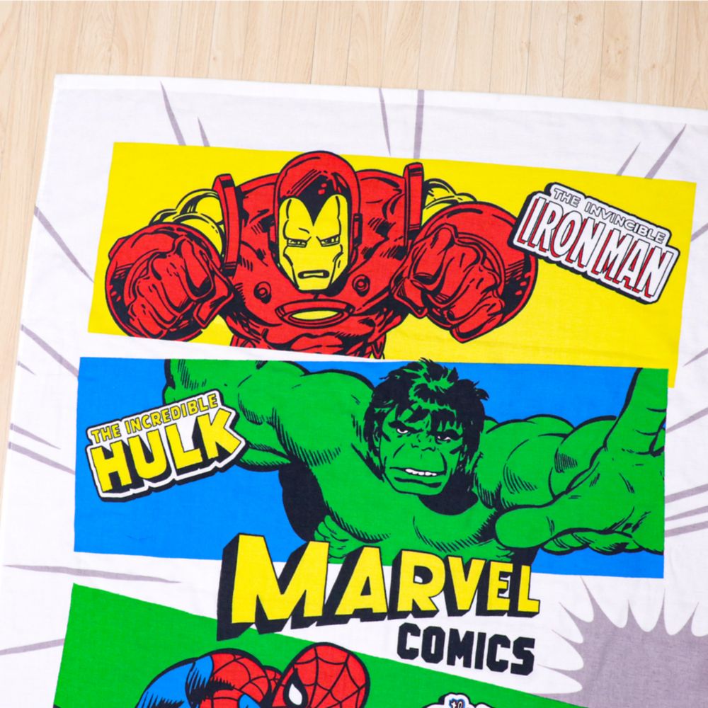 マーベル タオルケット 100&times;140cm アベンジャーズ スパイダーマン アイアンマン キャプテン・アメリカ ハルク 表ガーゼ 裏パイル 綿100% NM1410-AG