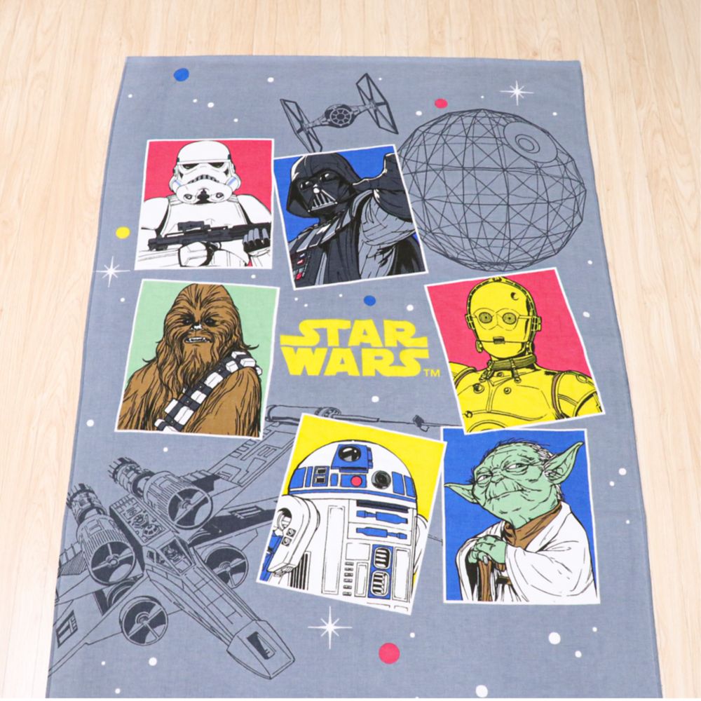 スター・ウォーズ タオルケット 100&times;140cm  STAR WARS ダース・ベイダー ヨーダ R2-D2 C-3PO ストームトルーパー チューバッカ 表ガーゼ 裏パイル 綿100% NS1410-SW