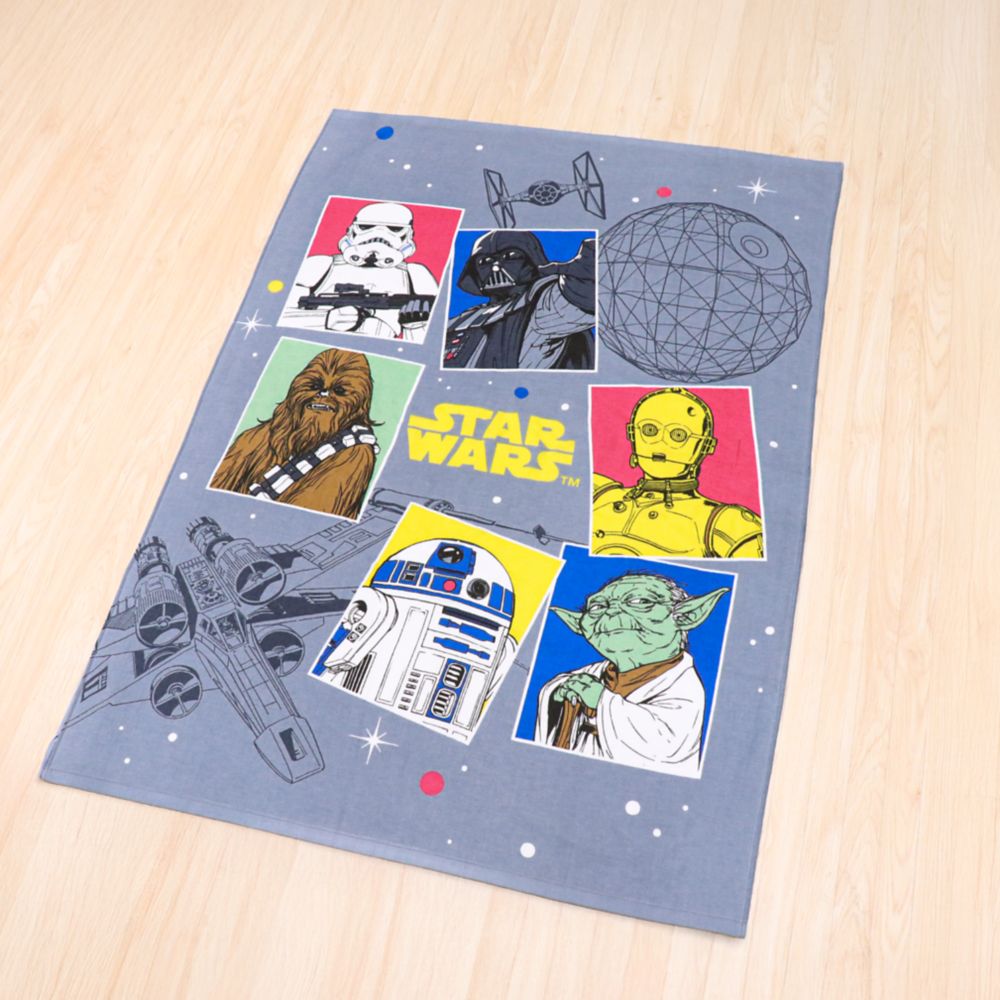 スター・ウォーズ タオルケット 100&times;140cm  STAR WARS ダース・ベイダー ヨーダ R2-D2 C-3PO ストームトルーパー チューバッカ 表ガーゼ 裏パイル 綿100% NS1410-SW